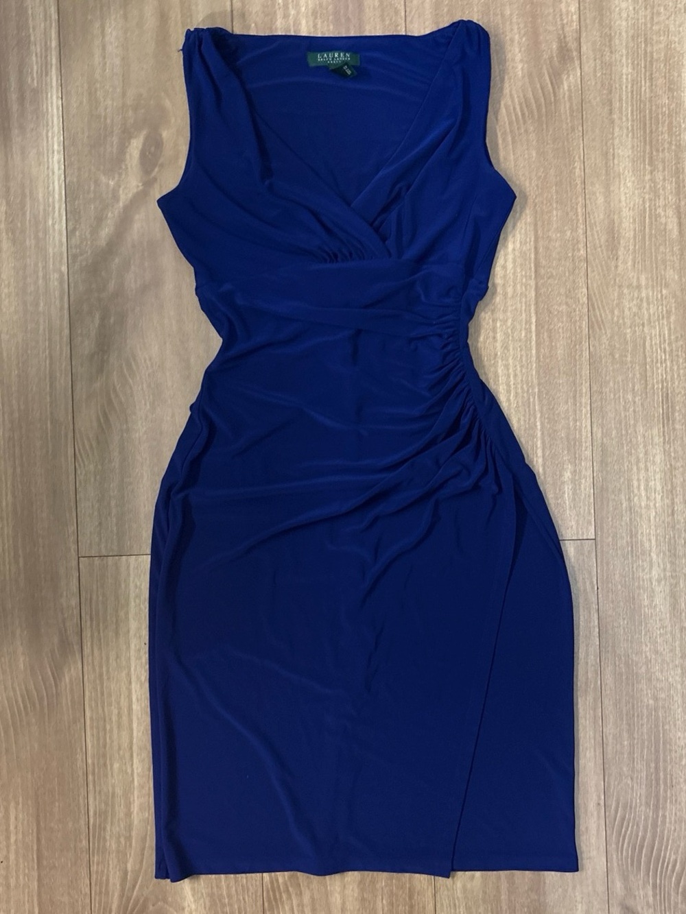 Lauren Ralph Lauren Cobalt Blue Sleeveless Surplice Midi Dress